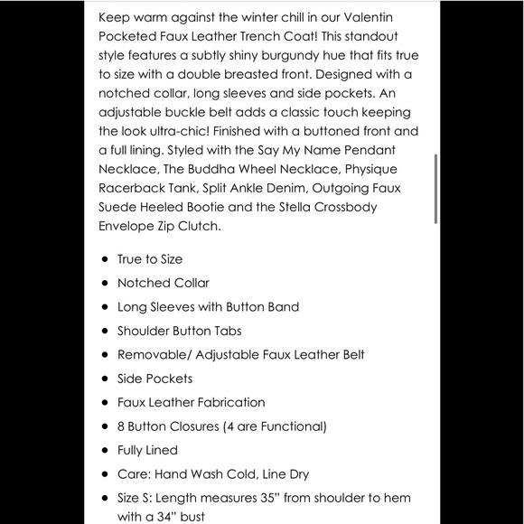 COPY - Vici- Valentin Pocketed Faux Leather Trench Coat - Picture 7 of 12